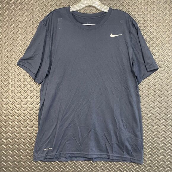 Nike Navy Blue Dri Fit Athletic Training Gym Performance Shirt Men's Size‎ L - Picture 1 of 7